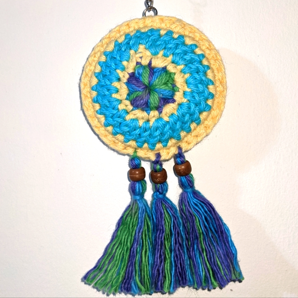 NEW Dream Catcher Crochet Keychain Ornament Purse Tag HANDCRAFTED